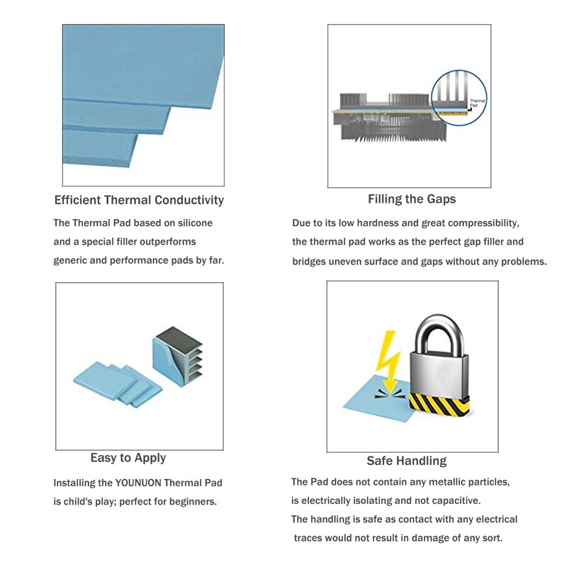 5 Pieces 100x100x2mm Silicone Thermal Pad 3.2W/mk Conductivity Cooling Conductive Silicone 2MM Thickness 100*100*2mm