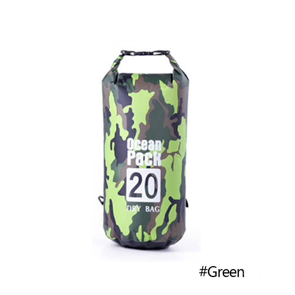 Bolsa impermeable de camuflaje para buceo, bolsa seca de almacenamiento para natación, playa, Rafting, Kayak, para exteriores, 2/5/10/20/30L: Green / 2L