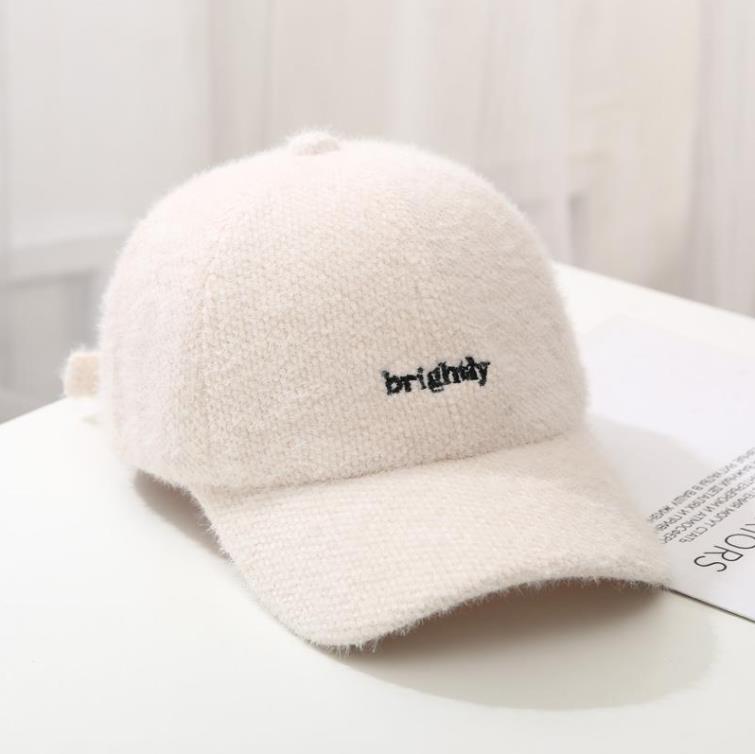Hoed Vrouwen Herfst Winter Pet Student Koreaanse Stijl Alle-Match Brieven Baseball Cap Pluche Verdikte Warm hoed: Brirg-White