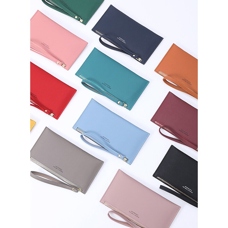 Colorful Wristband Women Long Wallet Simple Female Wallets Clutch Lady Purse Zipper Phone Pocket Card Holder Ladies Carteras