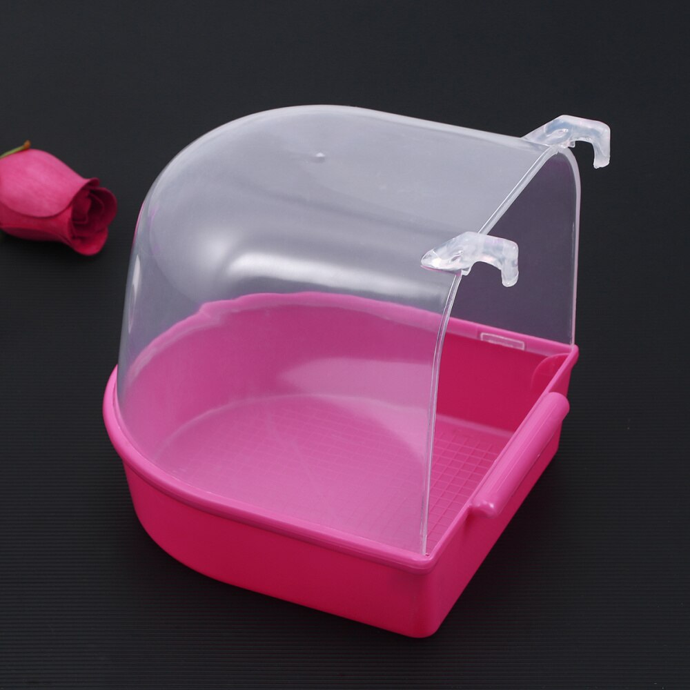 Caged Bird Bath Multi Cage Bird Bath Covered for Small Brids Canary Budgies Parrot (White): Red