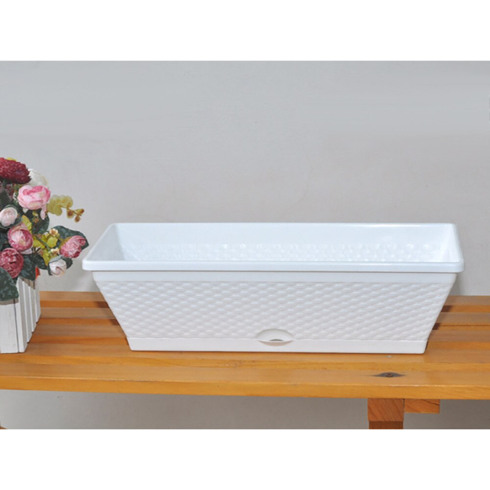 Rectangle Plastic Plant Pots Indoor Outdoor Decor Imitating Rattan Self Watering Rectangular Flowerpot And Windowsill