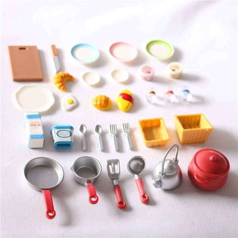 1 SET 1/12 Scale Miniature Dollhouse Kitchen Cooking Utensil Mini Doll Food for OB11 BJD Doll House Decoration Accessories Toy