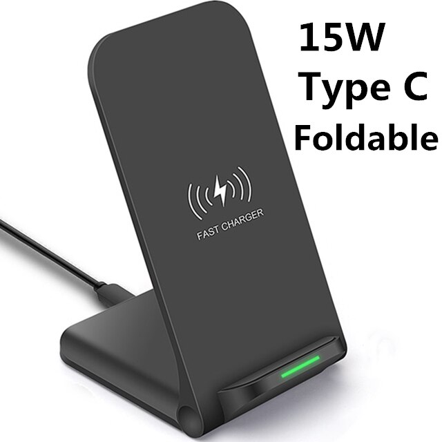 FDGAO 15W Fast Wireless Charger For Samsung S10 S9 S8 Huawei Xiaomi USB C Fold 10W Qi Charging Stand for iPhone 11 Pro XS XR X 8: 15W Type C Foldable