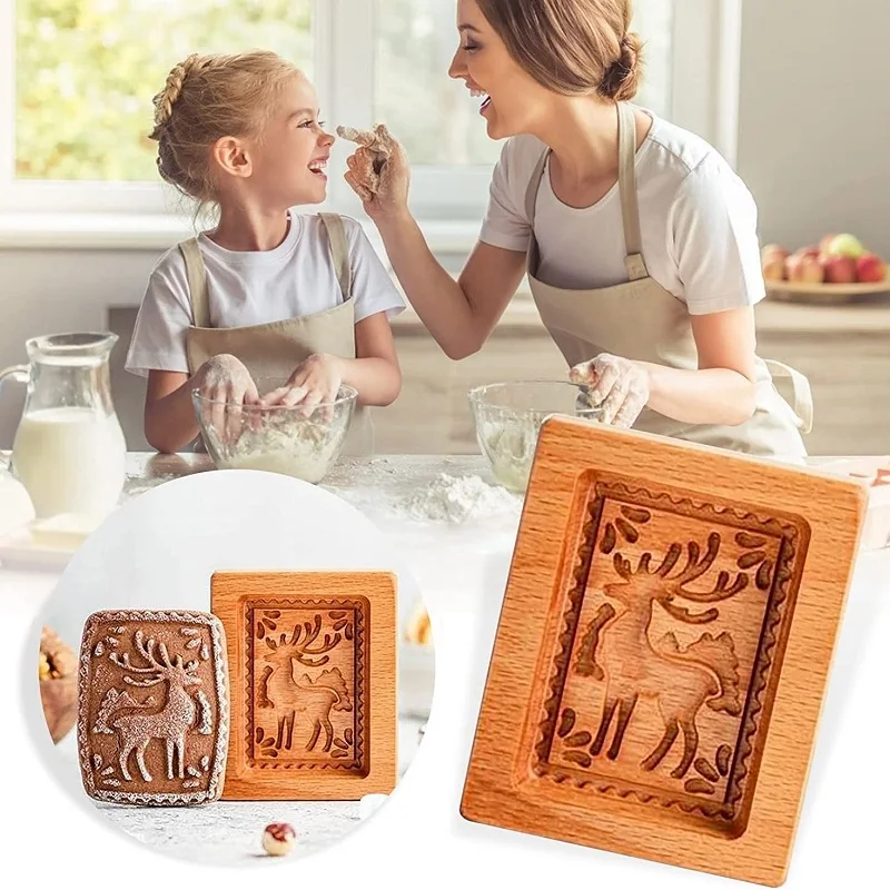 Wooden Cookie Molds Cookie Wooden Gingerbread Cookie Moulds Press 3D Cake Embossing Baking Mold Pumkin Cutter Bakery Gadgets