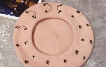 13 Color Ins Tumblr Hipster Rivet Hole & Patchwork Metal Buckle Circle Party/Club/Travel Harujuku Beret Hat: AS PHOTO 12