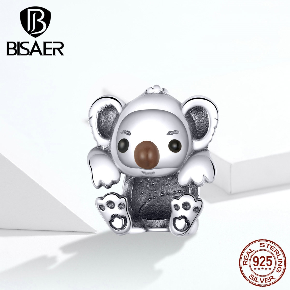 Animal Charms BISAER 925 Sterling Silver Baby Koala Beads Charms fit Charm Bracelets Silver 925 Jewelry Making ECC1304