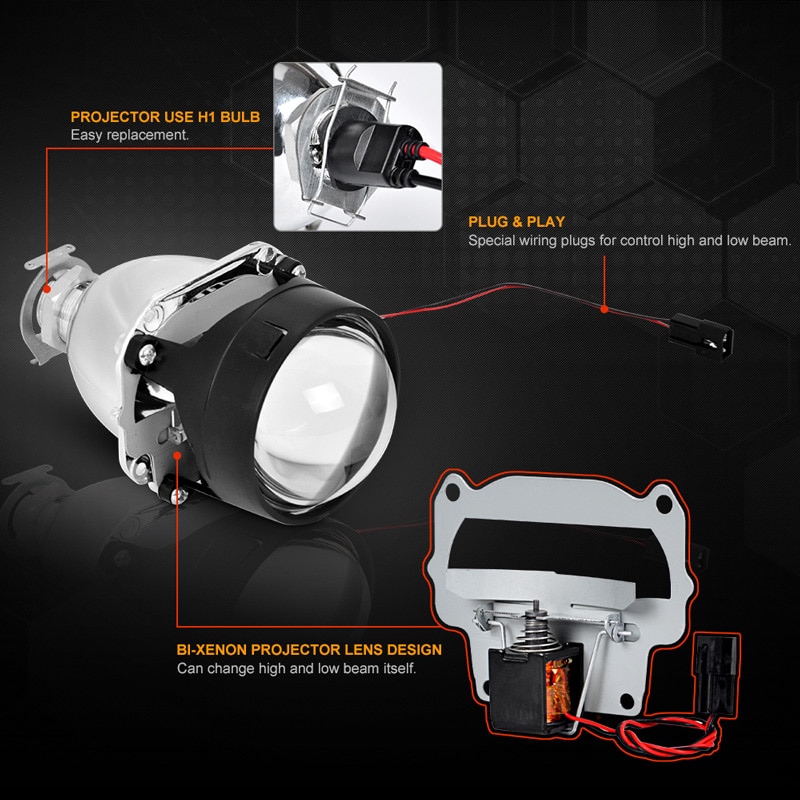 RACBOX – lentille de projecteur HID bi-xénon unive – Grandado