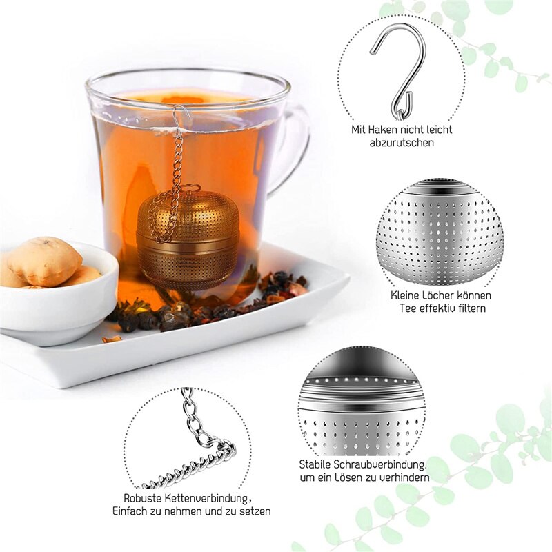 Colador de té Infusor de té de acero inoxidable, filtro prémium para té suelto, aromatizante, venta de PR