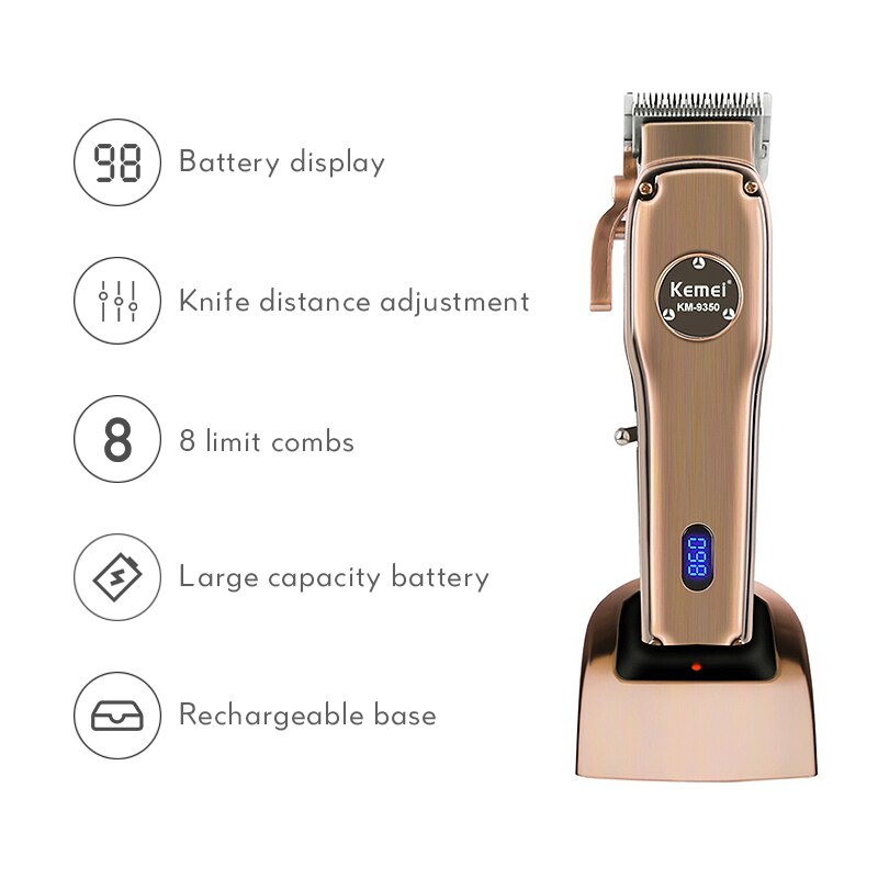 Or Rose Puissance Tondeuse À Cheveux Pour Homme Rechargeable Électrique Tondeuse À Cheveux Coupe de Cheveux Sans Fil Réglable En Céramique Lame de Machine à Raser