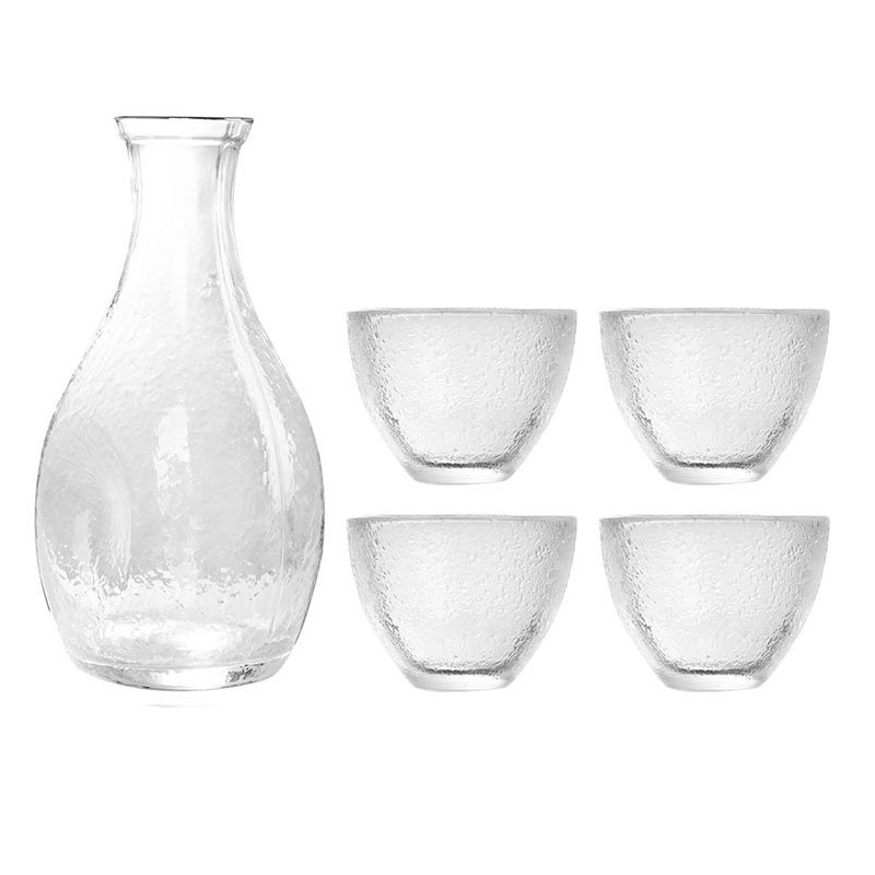 Japanese Sake Bottle Set Transparent Glass Sake Bottle Small Cup Sake Fruit Wine Plum Small Sake Cup Frosted Cup
