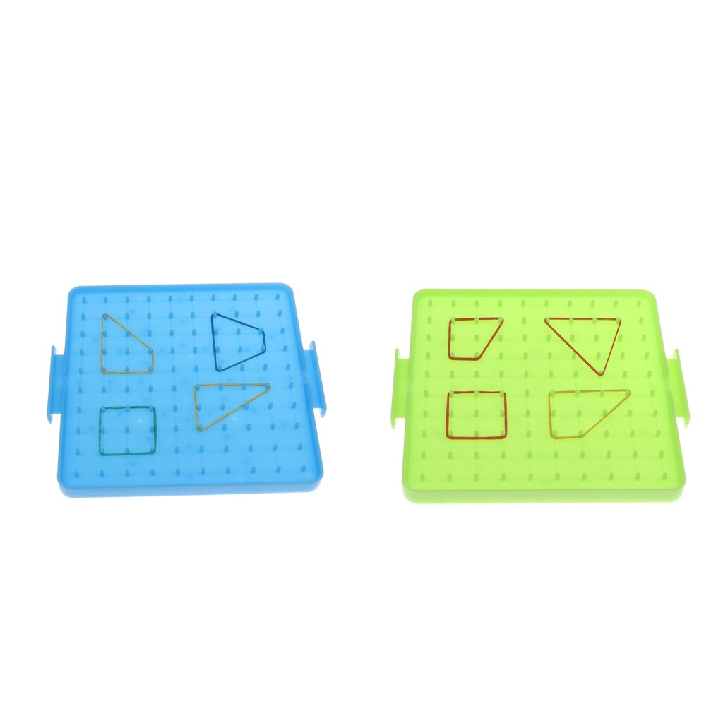 2 Pcs Plastic Double Sided Geoboard with Rubber Bands, 6.22 x 6.22 Inch