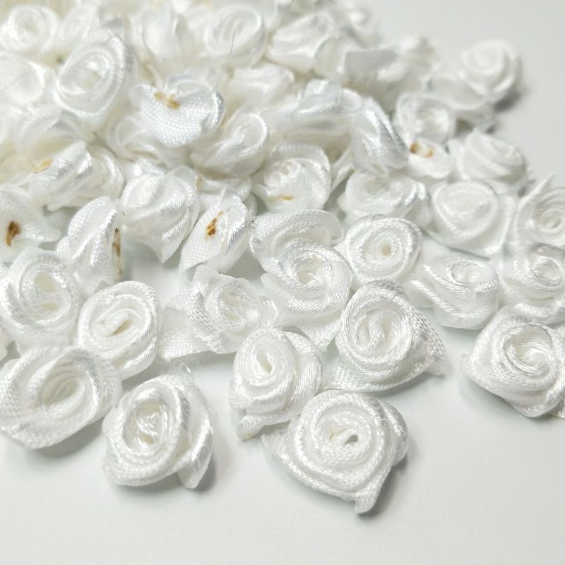HL 60 pièces 15mm ruban Rose fleurs bricolage Appliques décorations de mariage artisanat fournitures beaucoup de couleurs: WHITE