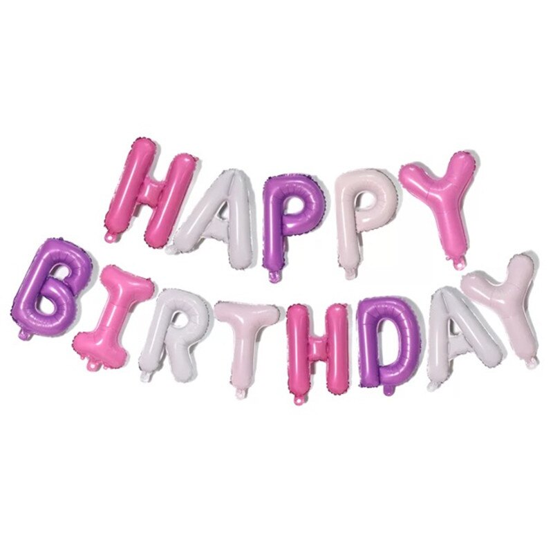 Lettres joyeux anniversaire feuille ballons enfants Adlut fête d'anniversaire décoration Alphabet Air Bolobs bébé douche fournitures 16 pouces: PurplePinkWhite