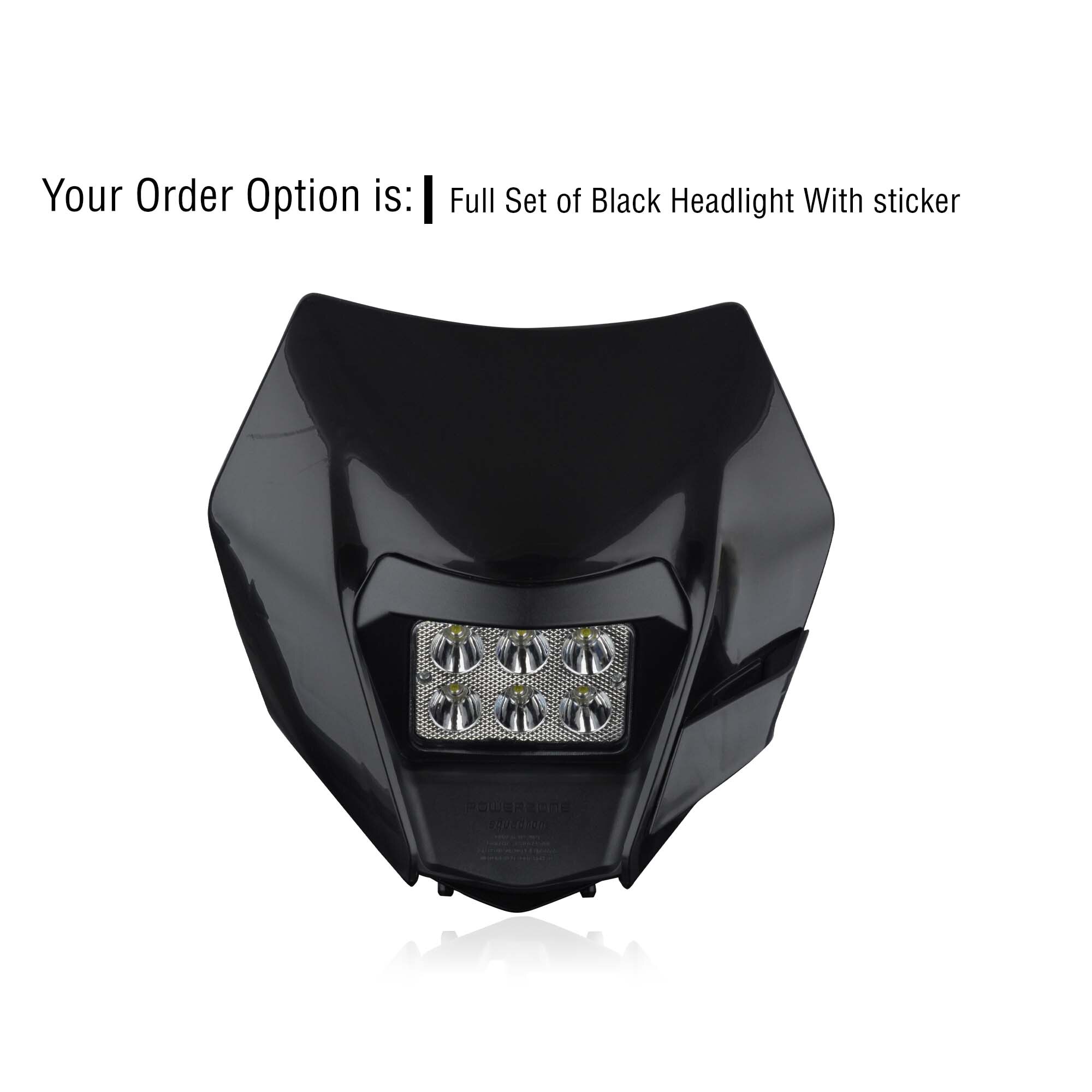 Motorrad LED Scheinwerfer Vorne Lampe Maske Beleuchtung Scheinwerfer Für KTM SXF EXC XCF XCW SMR 125 250 350 450 500 530 sechs Schild MX Enduro: BIACK Headligh