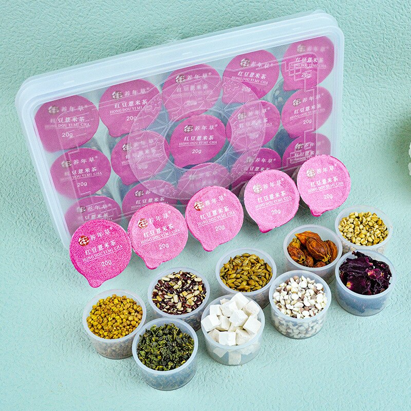 Red bean, semillas de euraju rose, gardenia hojas de morera en maceta pequeña combinación de flores, hierbas