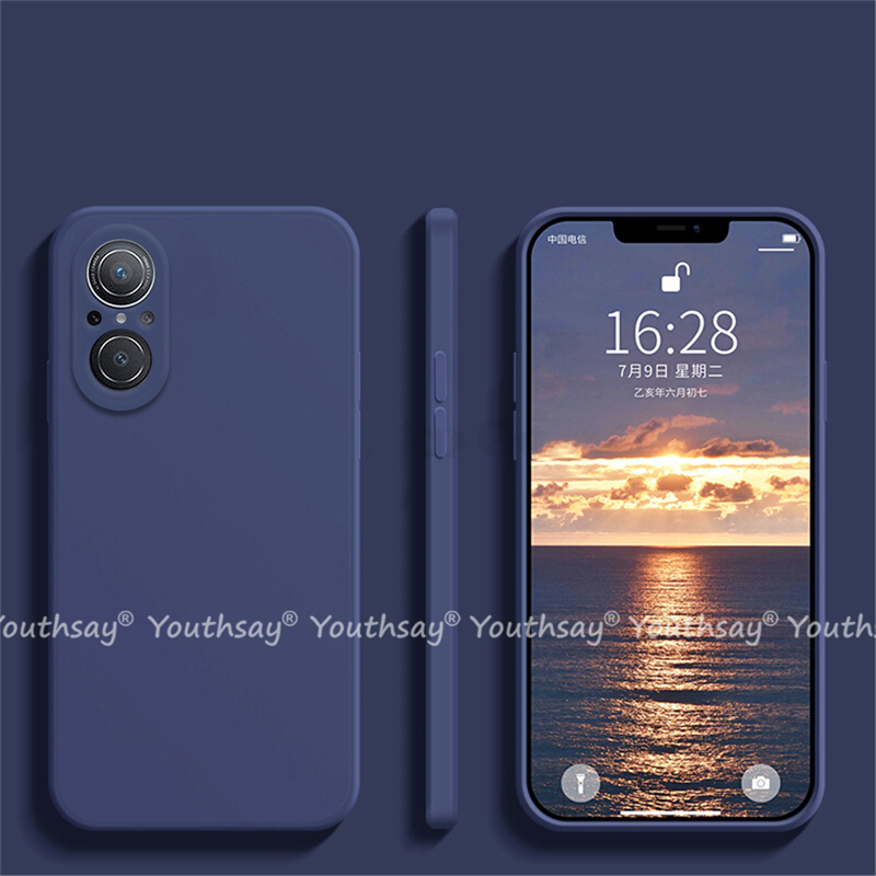 Para Huawei Nova 9 SE funda Huawei Nova 9 SE cubierta de silicona líquida Capa lisa Coque funda protectora para Huawei Nova9 SE cubierta: aluminio / Azul