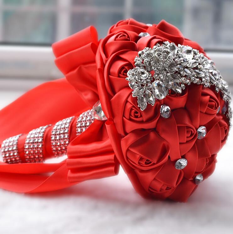 Rose Goud Rose Bruiloft Bloemen Bruidsboeketten Sparkly Luxe Diamond Crystal Voor Bruid Ramos De Novia