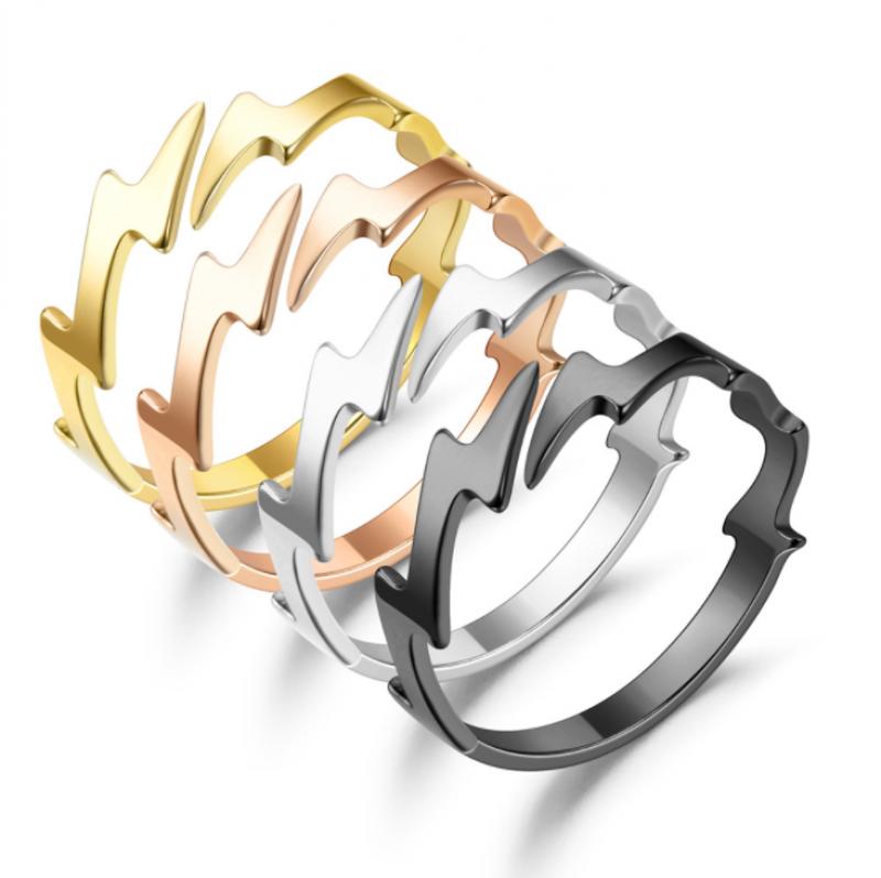 Ring Two-Tone European and American Stainless Steel Lightning Open Ring