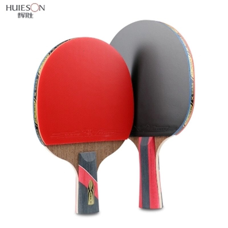 Huieson-raqueta de tenis de mesa de 6 estrellas, raquetas de Ping Pong de goma con doble grano de carbono, pala de pádel, potente murciélago con cubierta, 1 par