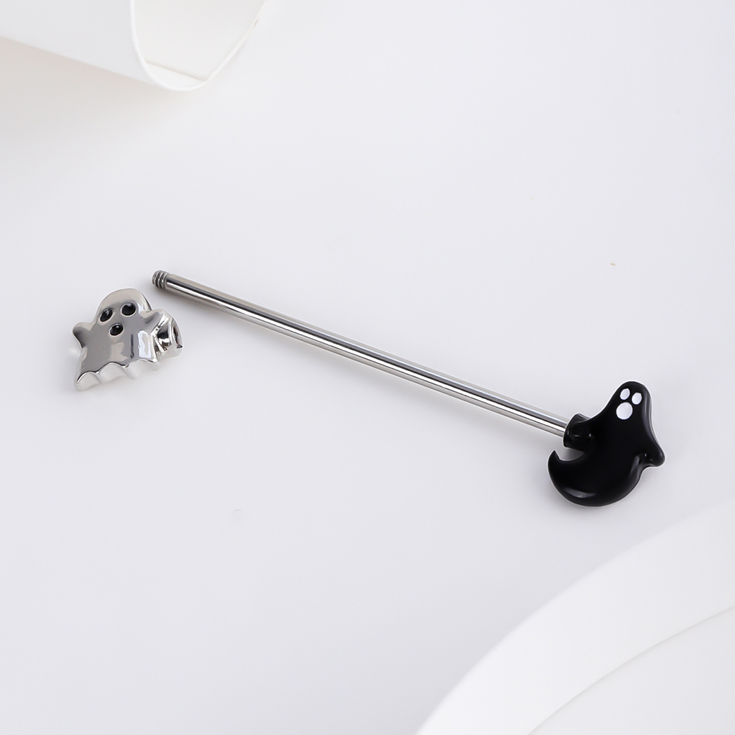 Jhjt 14G Ghost Industriële Piercing Roestvrij Staal Katilage Oorbel Oor Piercing Lichaam Sieraden Halloween