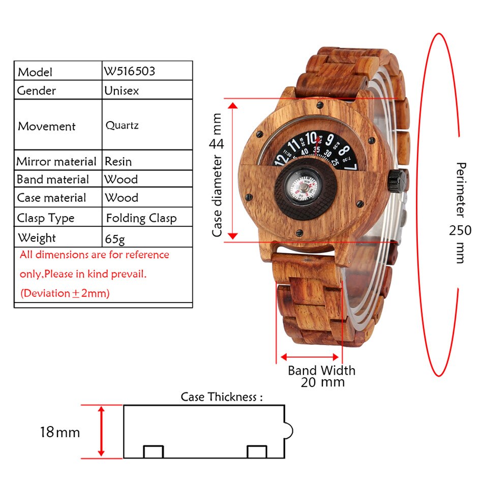 Houten Mannen Horloge Sport Kompas Quartz Horloge Hout Horloge Band Casual Heren Horloges