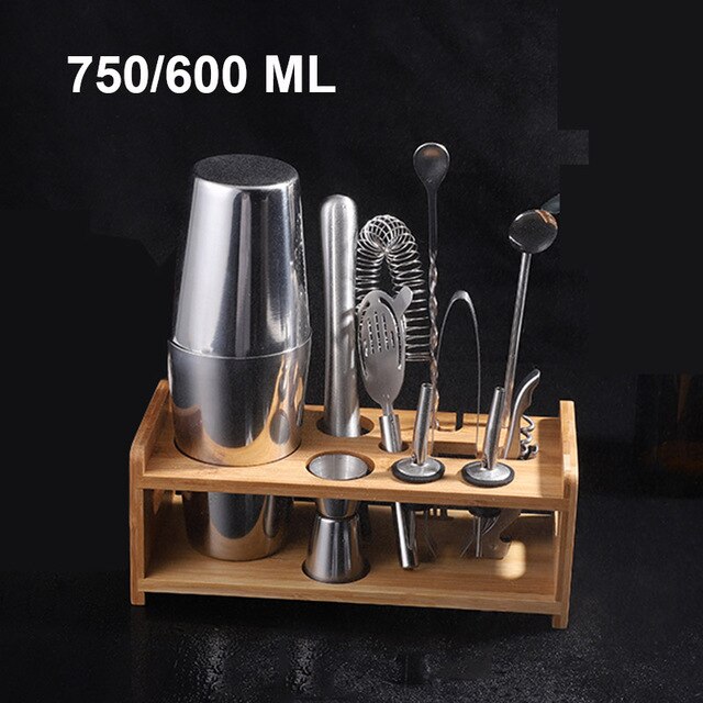 UPORS Cocktail Shaker 550ml/750ml Stainless Steel Wine Martini Boston Shaker Mixer For Bar Party Bartender Tools Bar Accessories: Boston 11pcs 750x600