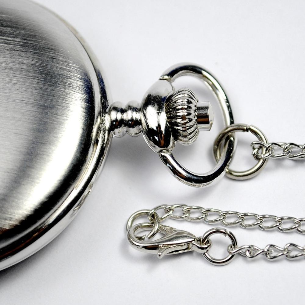 8003Smooth And Bright Retro Two-faced Pocket Watch Silver Pocket Watch With Necklace Pocket watch Two Colors To Choose