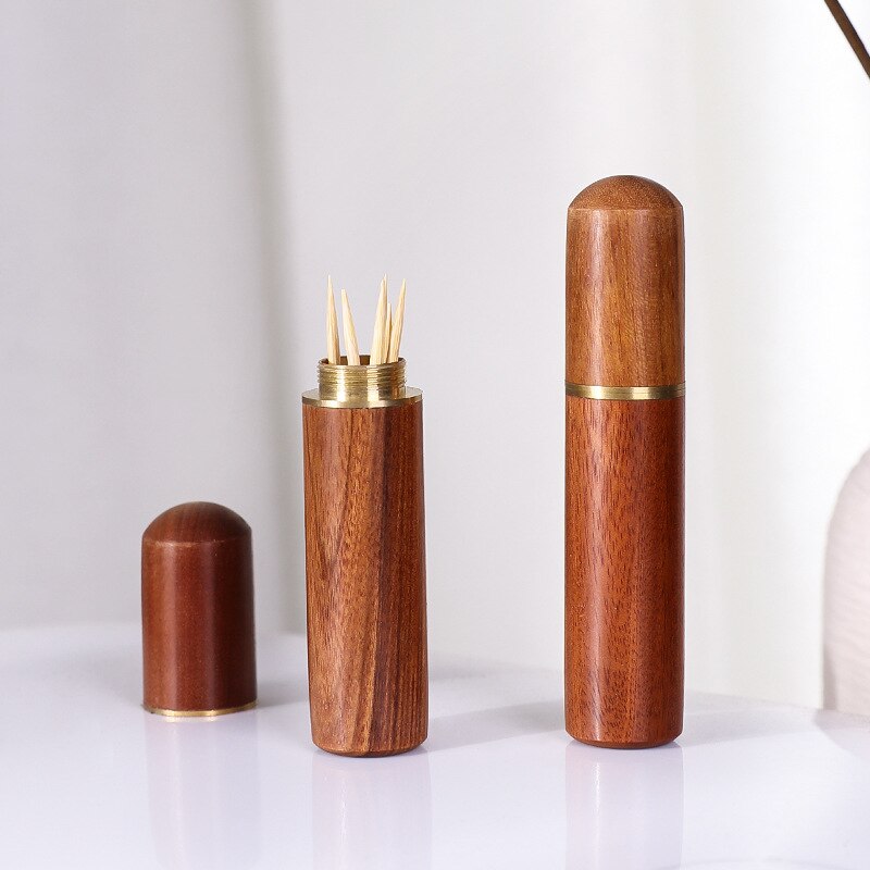 Wooden Toothpick Holders Sandalwood Craft Light and Portable Toothpick Cone Mahogany Small Ornaments Tooth Pick Holder