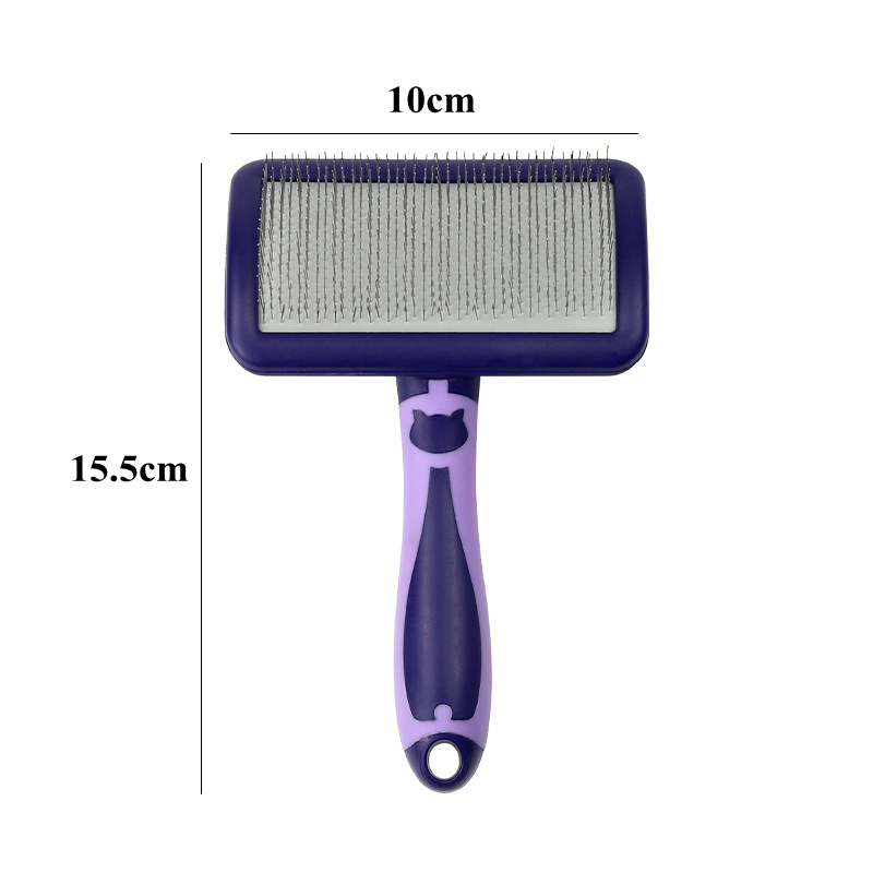 Cepillo para perros, peines de acero inoxidable para perros, cepillo de masaje para el cuidado de perros, utensilio para eliminar el pelo de mascotas, Herramientas de limpieza, peine para gatos con mango suave: Negro