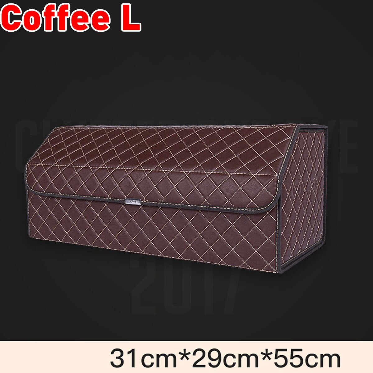 Folding Large Car Trunk Organizer Box Storage Bag Auto Trash Tool Bag PU Leather Cargo Storage Stowing Tidying Car Accessories: Coffee L