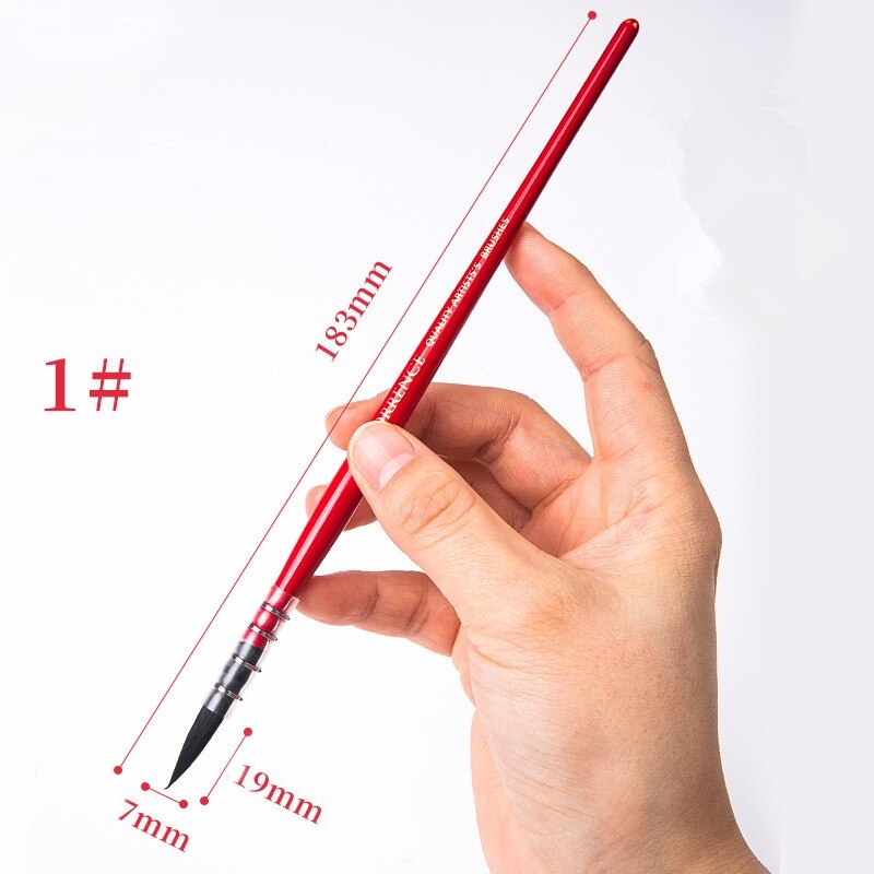 Pincel de pelo de ardilla para pintura de Acuarela, Pinceles puntiagudos de para acuarelas, 1 unidad: number 1