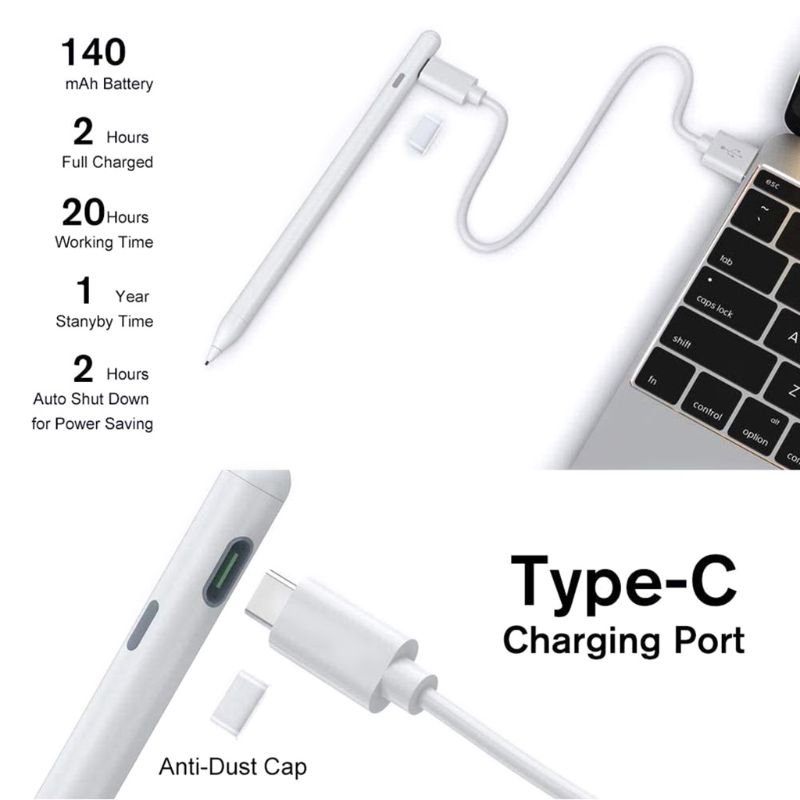 Stylet stylet pointe Fine stylet actif avec rejet de la paume sans aucune rayure pour i-pad et autres téléphones et-roid
