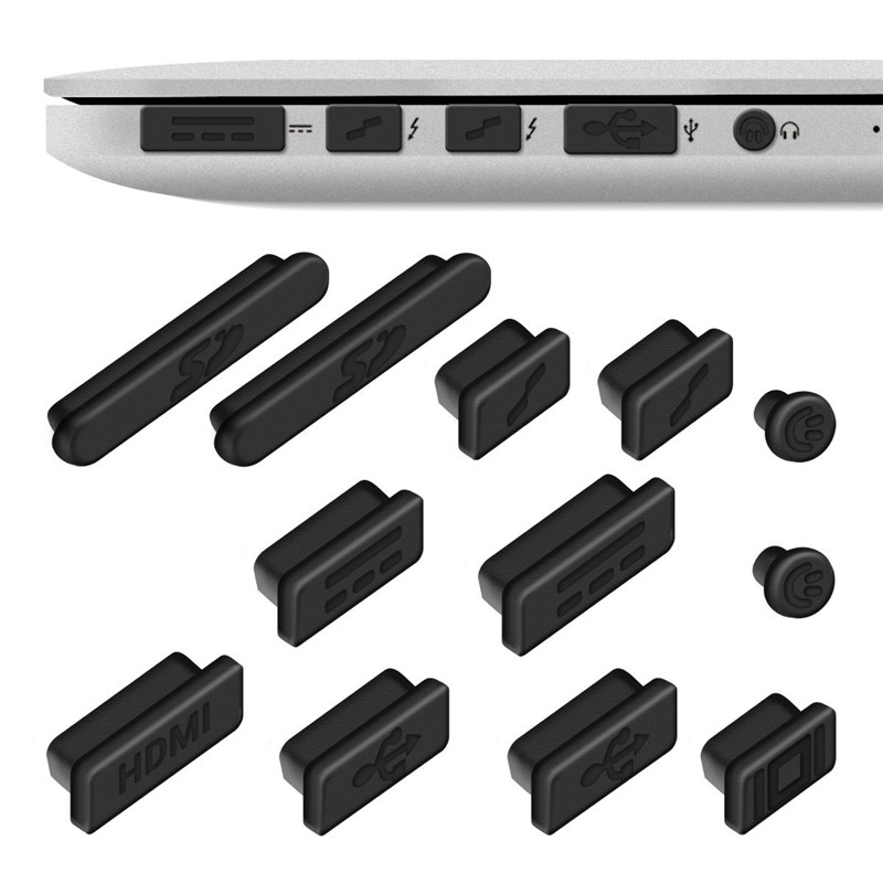 12pz Del silicone anti-Spinotti e Jack antipolvere s impostato di Protezione Del computer Portatile Spinotti e Jack antipolvere Porte Caso Cvoer per Mela MacBook pro 13 15 retina/aria 11 13