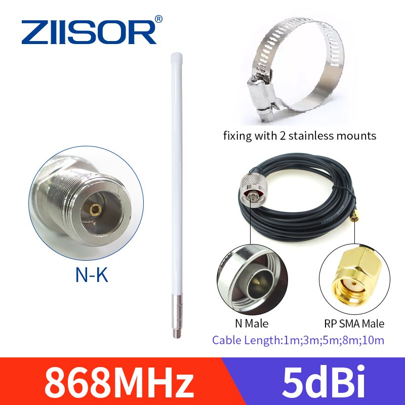 Helium Hotspot Miner Antenna 868 MHz for Outdoor 5dBi LoRa 868MHz N Female Antenna for Lorawan 868M Fiberglass with Cable 3D-FB