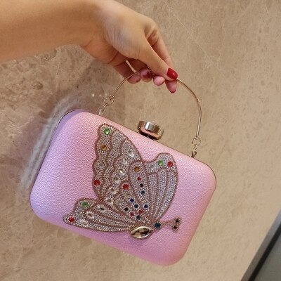 Butterfly diamonds lady cute clutches party wristlets handbags: Default Title