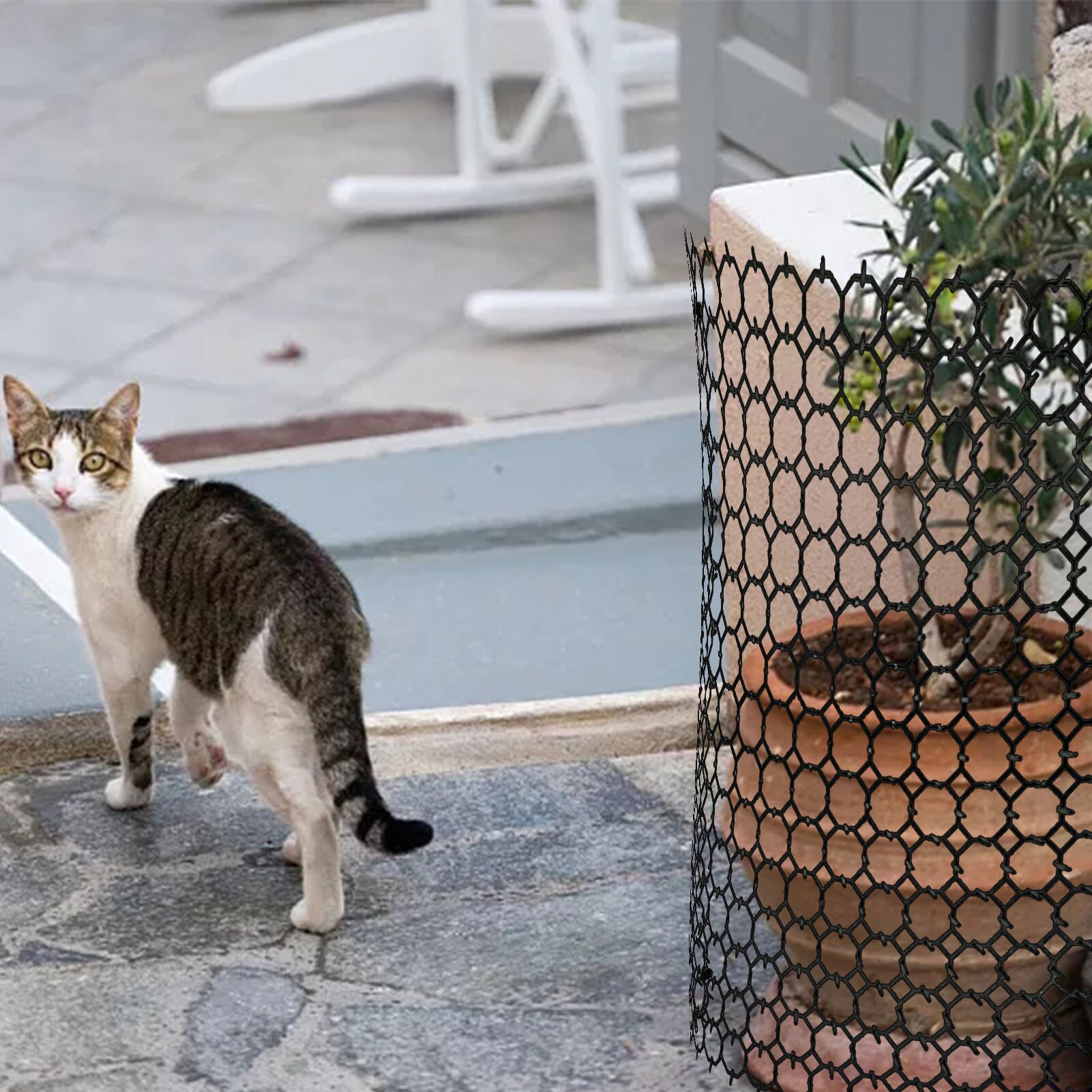 5PCS Cat Repellent Mat Garden Prickle Strip Dig Stop Cat Repellent Deterrent Mat Spike Portable Anti-Cat Dog Outdoor Garden