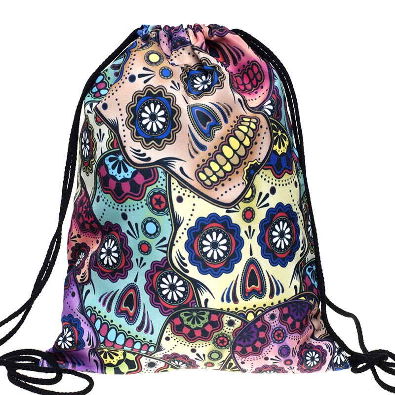 Impression 3D sac à cordon voyage toile dessiner chaîne sac crâne pieuvre motif Harajuku gothique sac à dos cartable