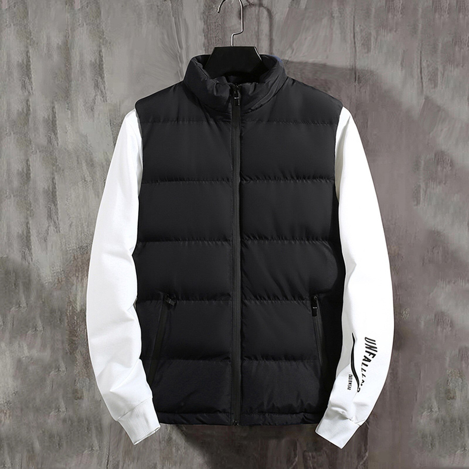 Hommes Veste Sans Manches Gilet Hiver Mâle Couleur Pure Gilet Gilet Manteaux Homme Col Montant Épaissir Grande Taille Gilets