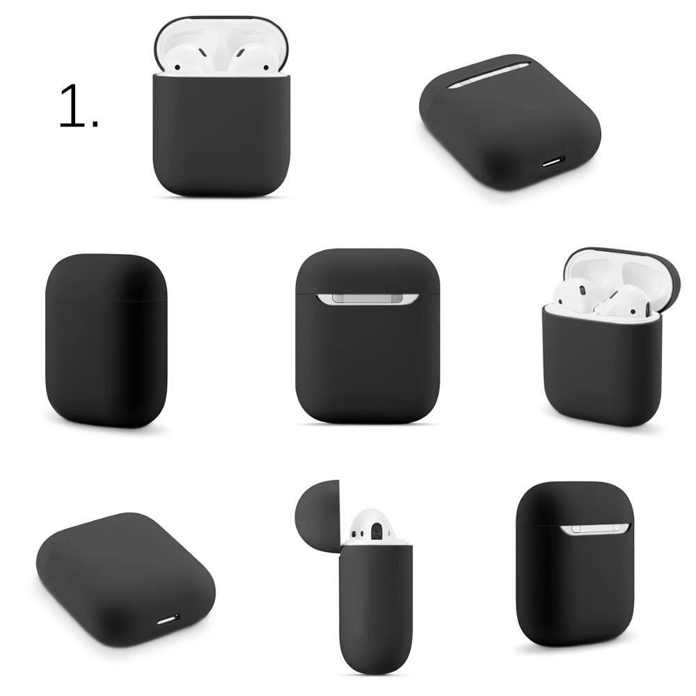 Slim Silicone Oortelefoon Case Voor Apple Airpods Case Cover Voor AirPods Draadloze Opladen Box Ultra Dunne Voor AirPods Protector Case: 1.Black