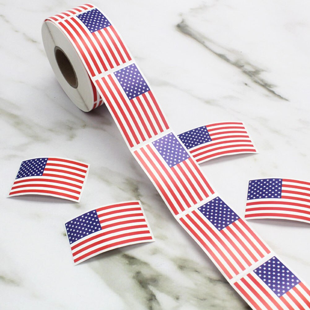 500pcs/roll Practical USA Sticker Home Decor Removable PVC Waterproof Patriotic Celebration Easy Apply American Independence Day: B