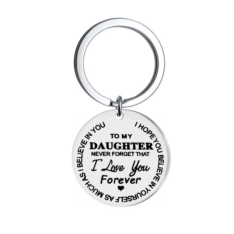 To My Son Daughter Keychain Man Key Chain Bags Women Key Ring Chain for Pants Kids Pendant Key Holder Alloy Brelok: 1 / 30MM