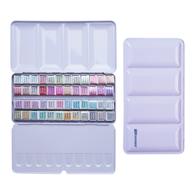 Professionele 12/24/48 Kleuren Parelmoer Aquarel Verf Set Pigment Effen Verf voor Kunst Levert: 48 colors purple