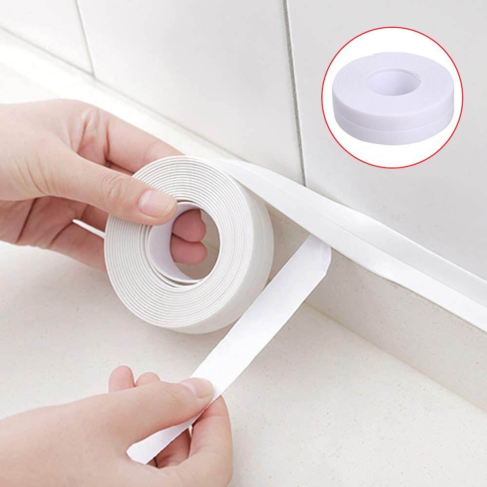 Pvc Zelfklevende Waterdichte Douche Wastafel Bad Edge Muursticker Voor Keuken Badkamer Bad Vloer Afdichting Kalefateren Strip Tape