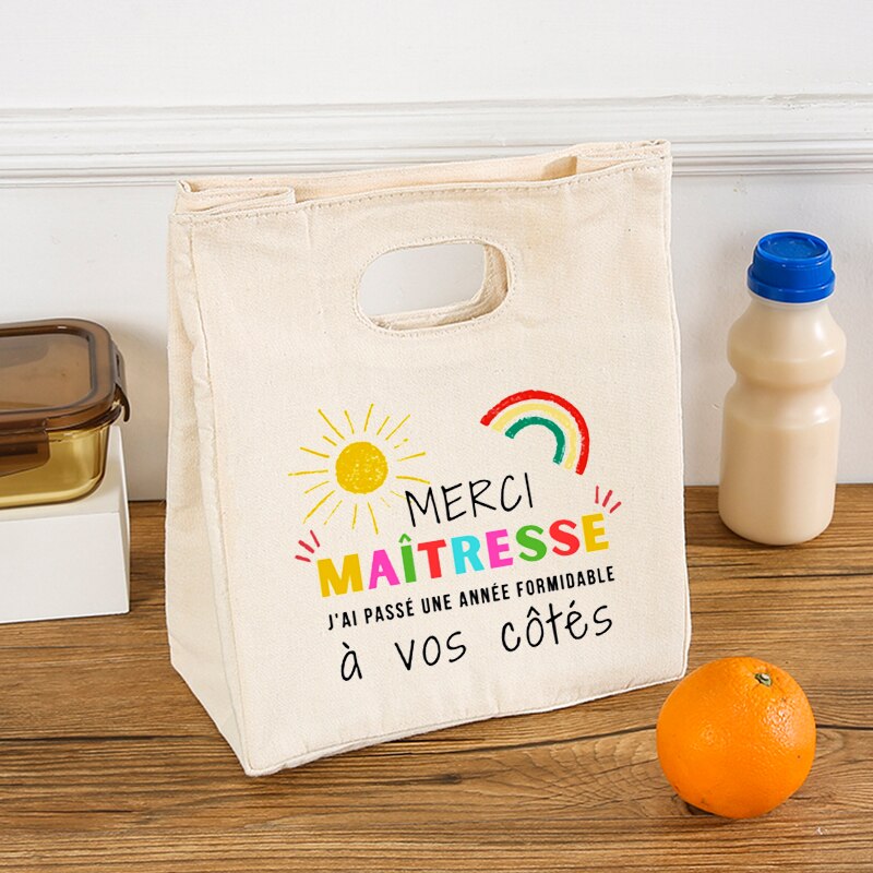 Merci Maîtresse geïsoleerde lunchtas voor dames Koeltas Thermische tas Draagbare lunchbox Zakken Ijspak Tote Voedsel Picknickzakken Cadeau: green