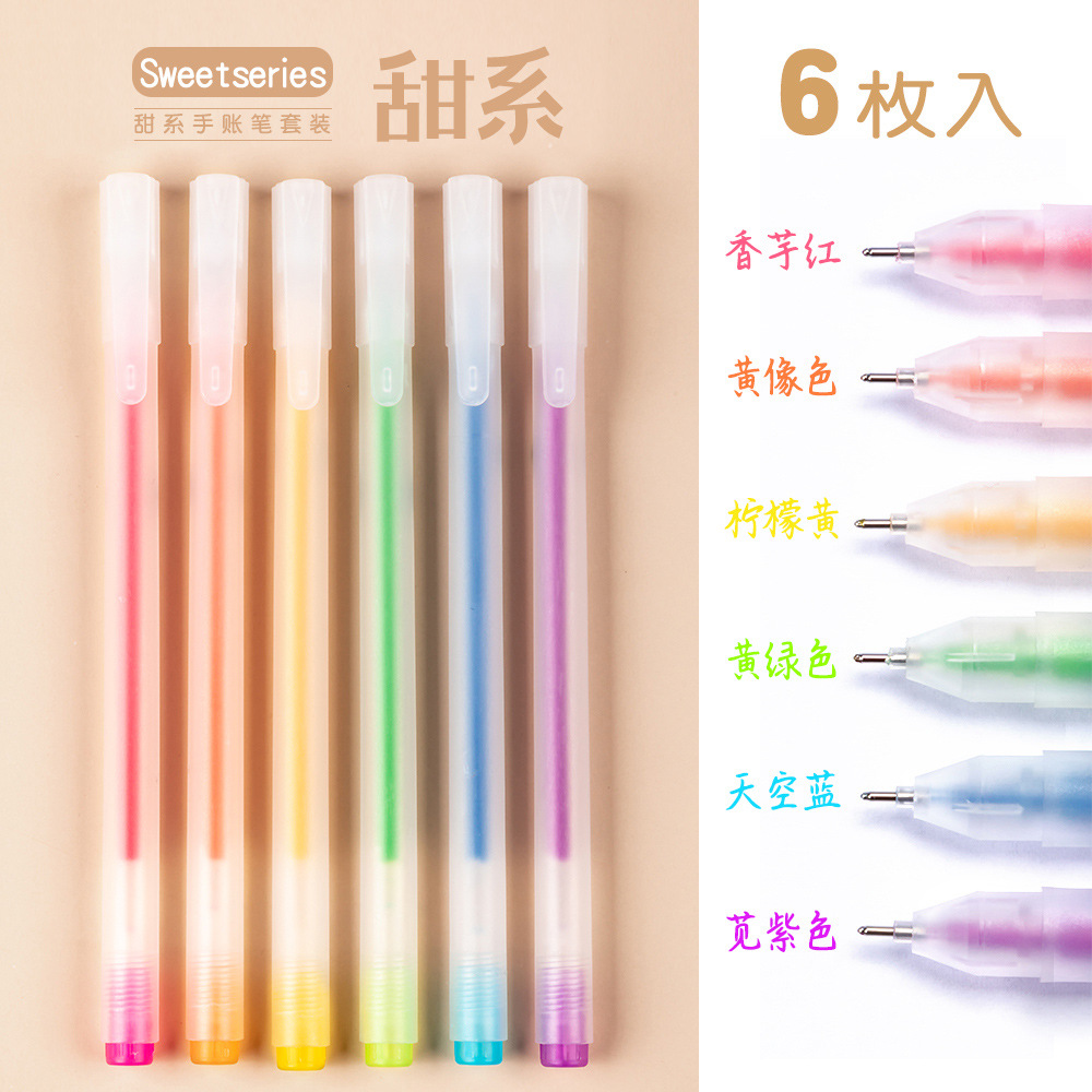 Ensemble de stylos colorés multicolores, 6/12 pièces, stylo à encre 0.5mm, stylo à pointe Fine, coloriage, dessin, gribouillage, Scrapbook, papeterie pour Journal: Clair