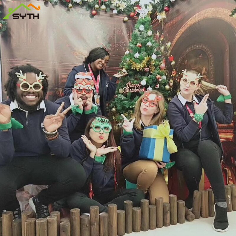 Jul fest dekorasjon søte tegneserie briller ramme glitret briller ingen linse for barn voksne xmas