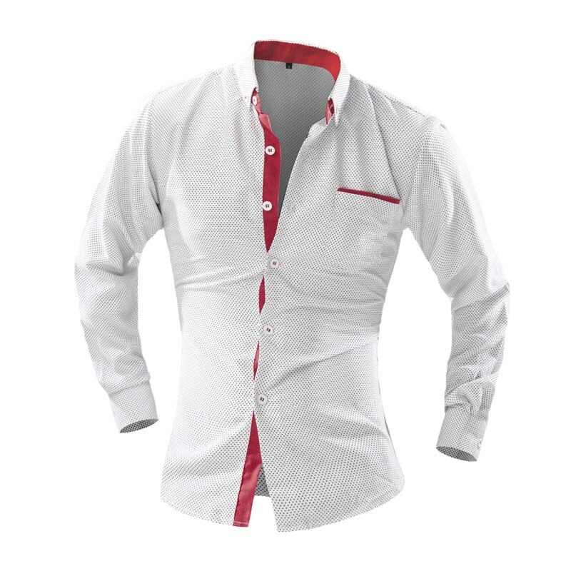 stijl UK classic jongen shirts M-2XL volledige mouw jonge mens casual shirt stippen Slim fit gratis: HZHS055b / XL