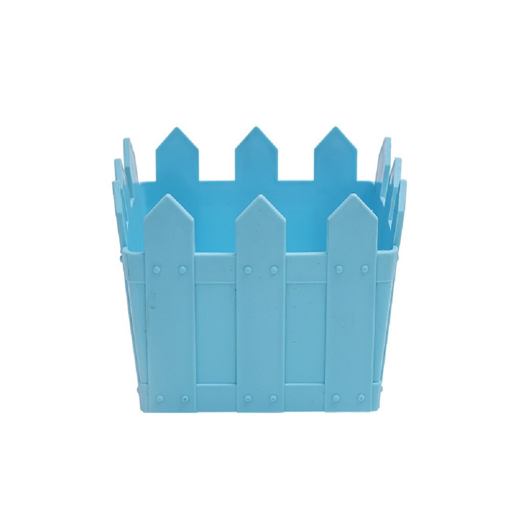 1Pcs Wooden trough flower pots gardening decoration succulent flower pot resin plastic small flower pot: Blue