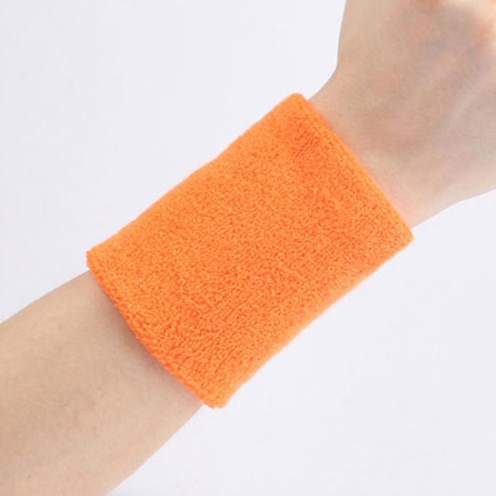 Cor sweat-absorvente braço manga basquete badminton tênis de mesa esportes sweat-absorvente algodão pulseira: Orange